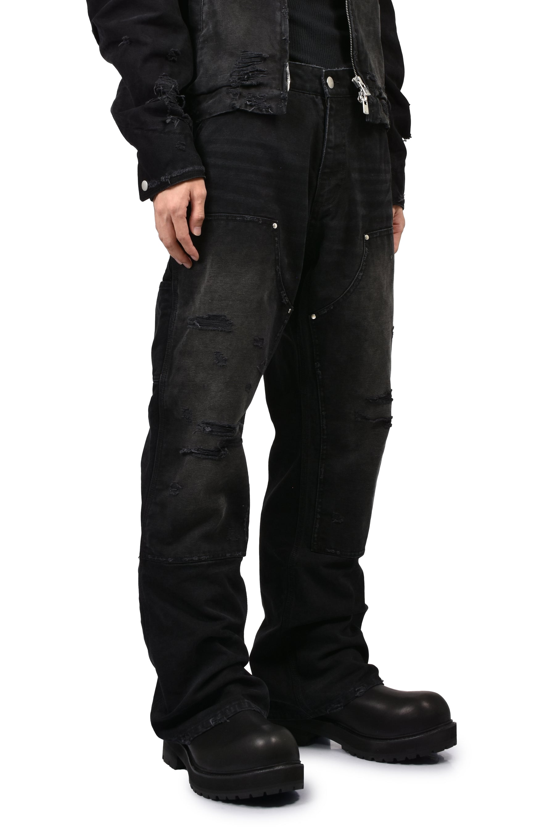 DIRTY DOUBLE KNEE FLARE / FADED BLK