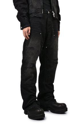 DIRTY DOUBLE KNEE FLARE / FADED BLK