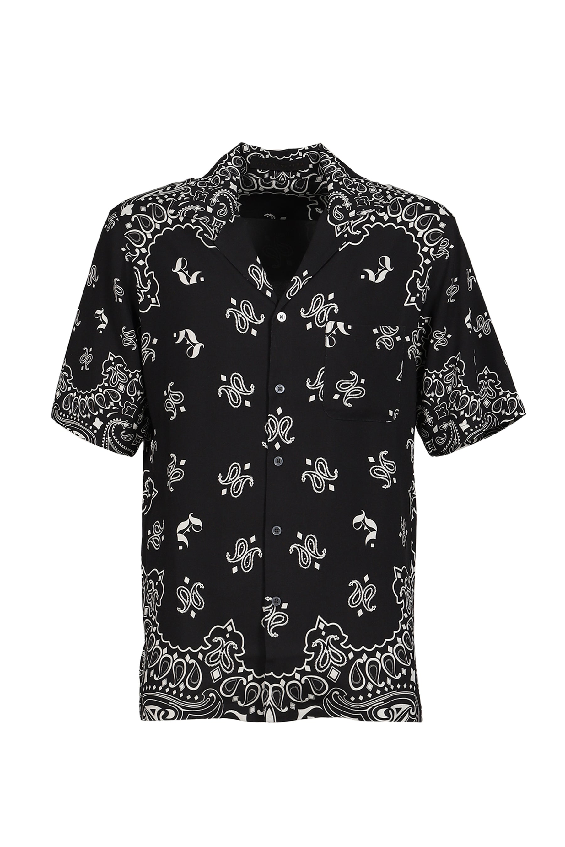 PAISLEY SHORT SLEEVE SHIRTS / BLK