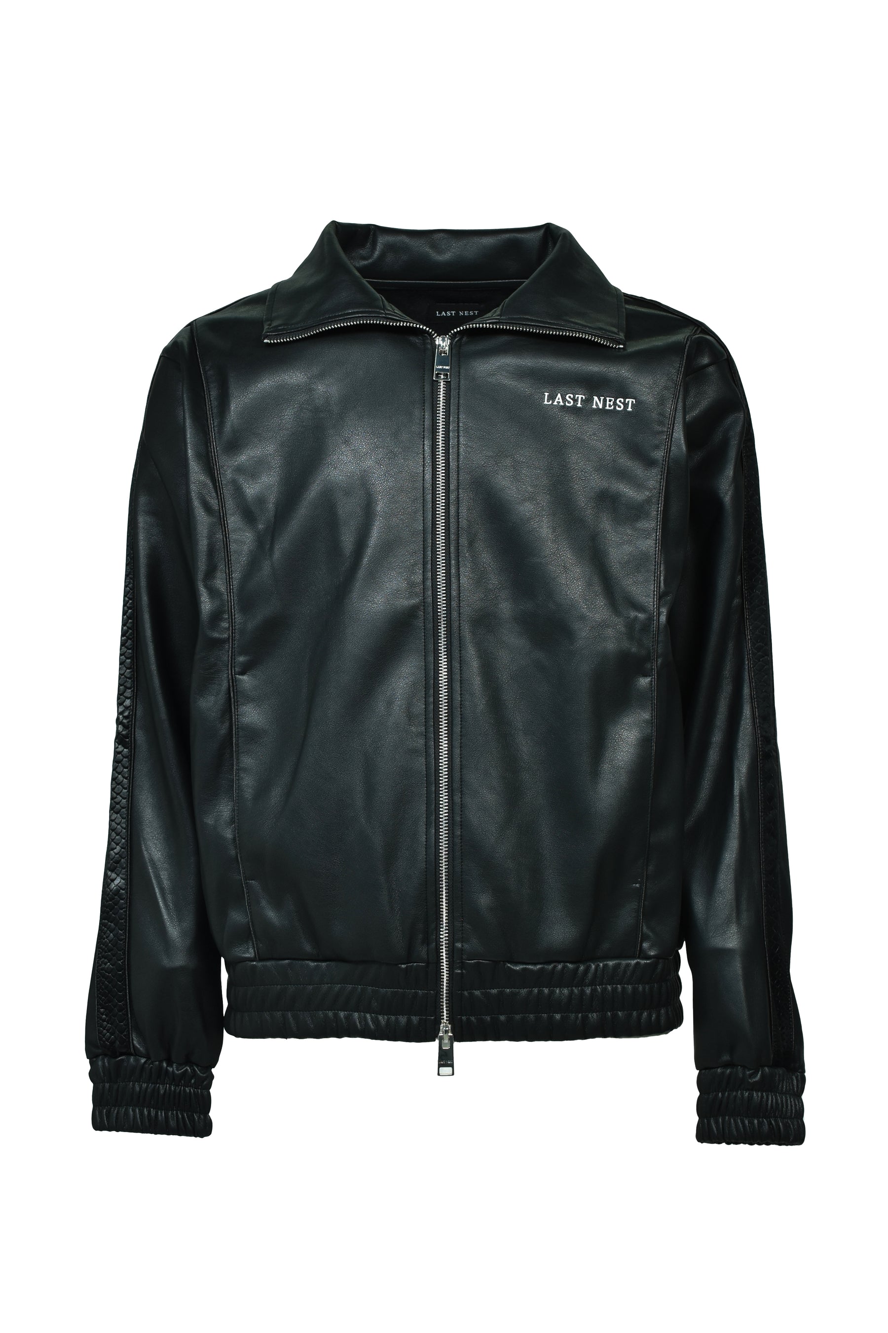 LAST NEST ラストネスト FW25 FAUX LEATHER TRACK JACKET / BLK