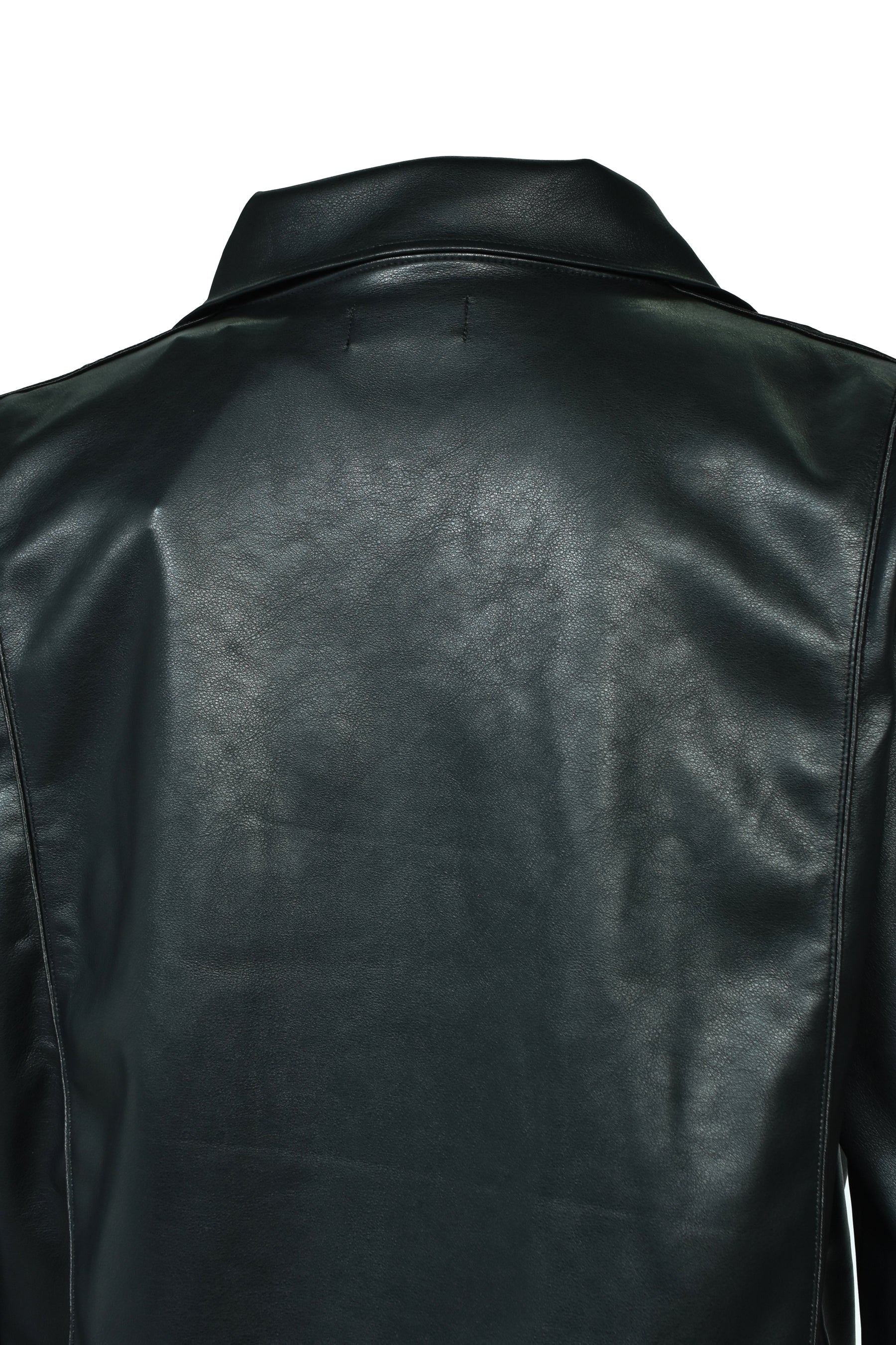 FAUX LEATHER TRACK JACKET / BLK 