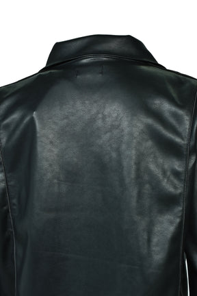 FAUX LEATHER TRACK JACKET / BLK 