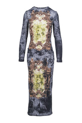 COTTON RIBBED LONG DRESS PRINTED "M_DAILLON"