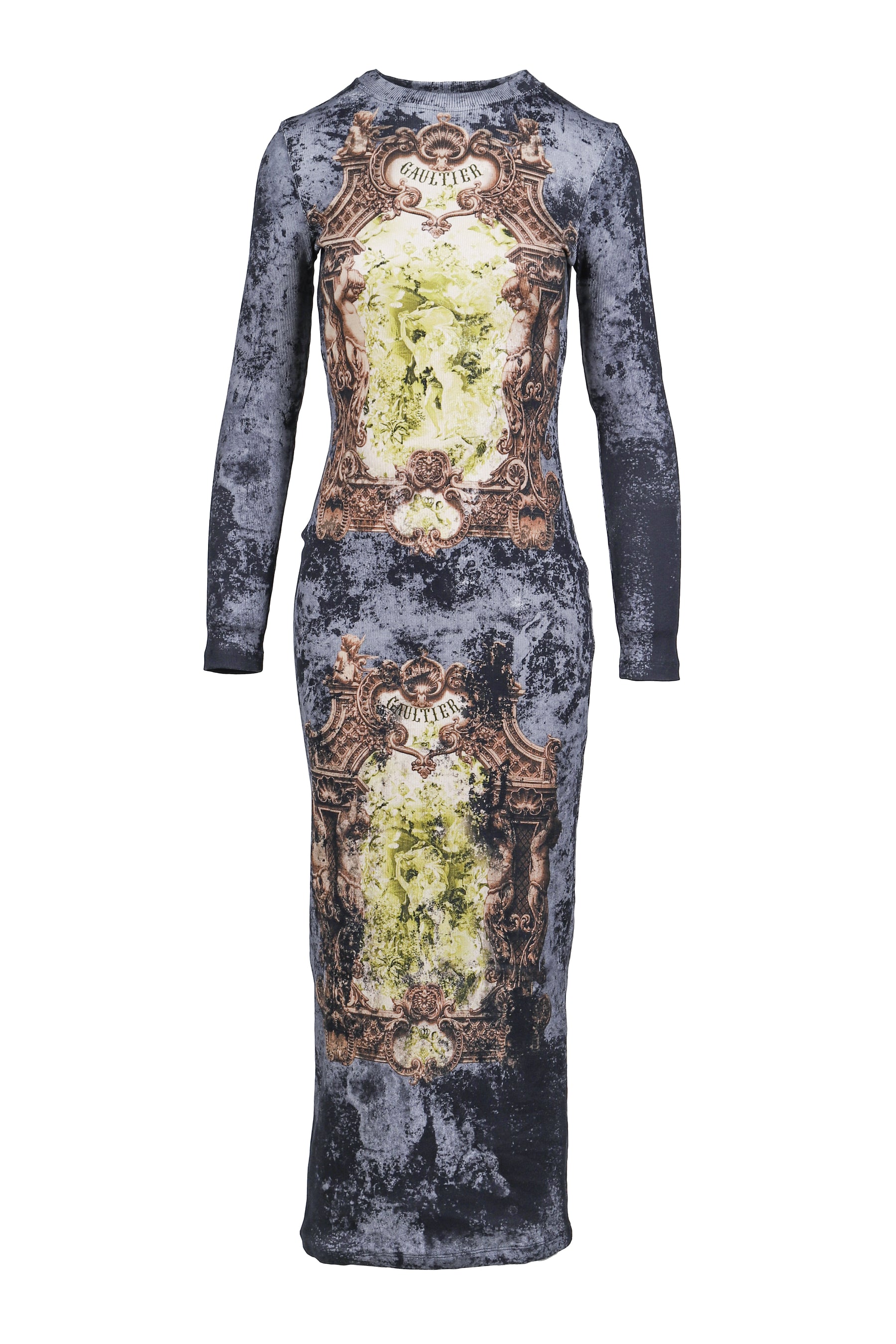 COTTON RIBBED LONG DRESS PRINTED "M_DAILLON"