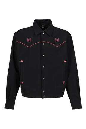 PIPING COWBOY JACKET - POLY DOUBLE CLOTH / BLK