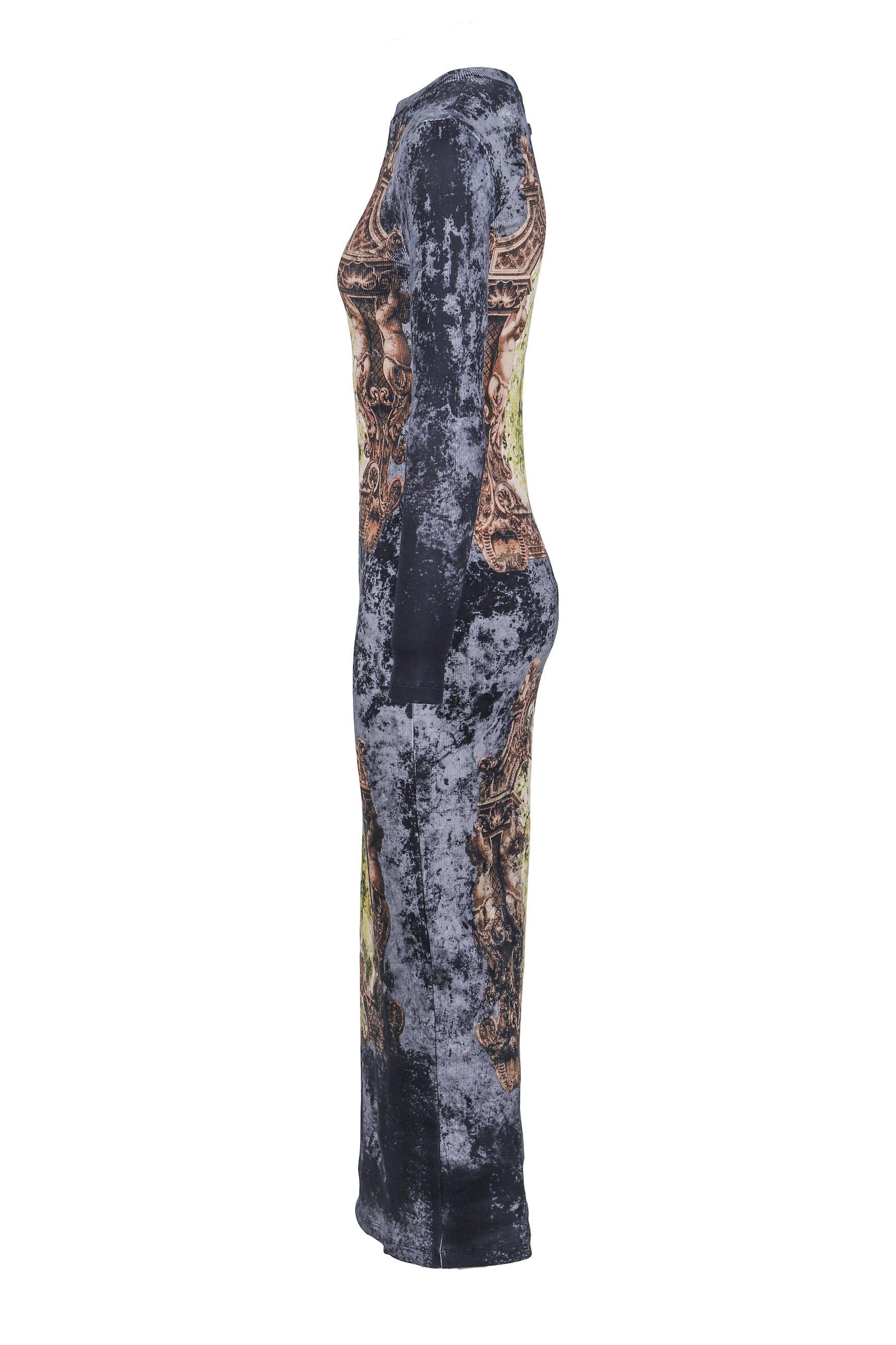 COTTON RIBBED LONG DRESS PRINTED "M_DAILLON"