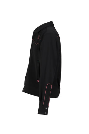 PIPING COWBOY JACKET - POLY DOUBLE CLOTH / BLK