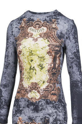 COTTON RIBBED LONG DRESS PRINTED "M_DAILLON"