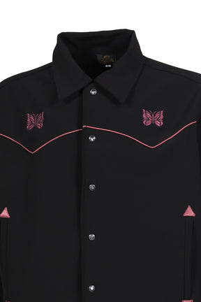 PIPING COWBOY JACKET - POLY DOUBLE CLOTH / BLK