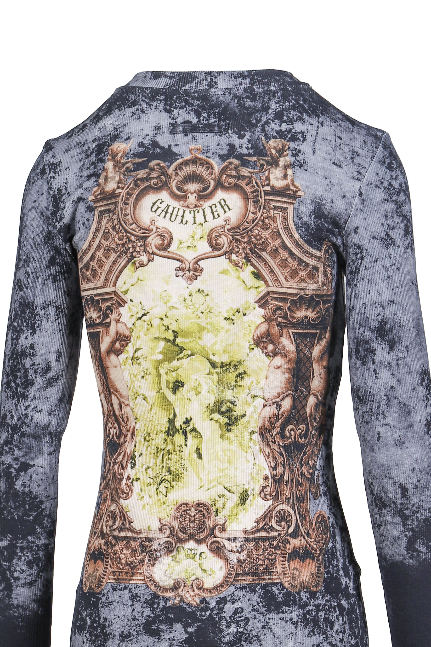 COTTON RIBBED LONG DRESS PRINTED "M_DAILLON"