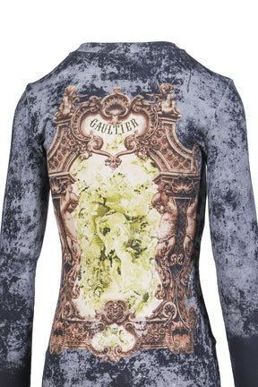 COTTON RIBBED LONG DRESS PRINTED "M_DAILLON"