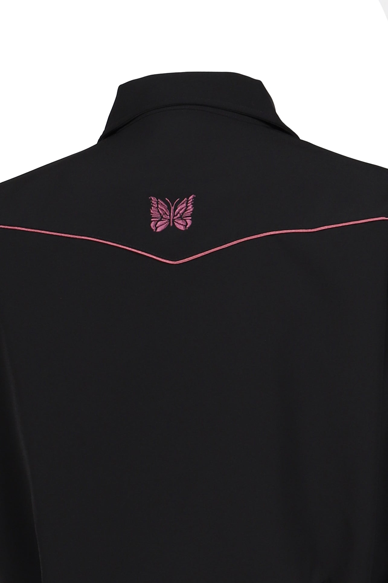 PIPING COWBOY JACKET - POLY DOUBLE CLOTH / BLK