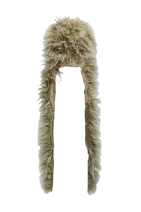 HAIRY FUR SCARF CAP / BEI 