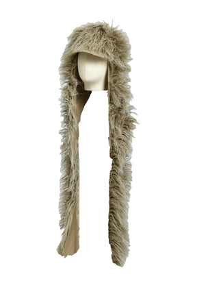 HAIRY FUR SCARF CAP / BEI 