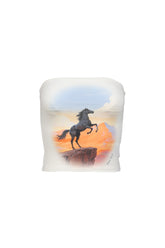HORSE RETRO PRINT TUBE TOP / WHT