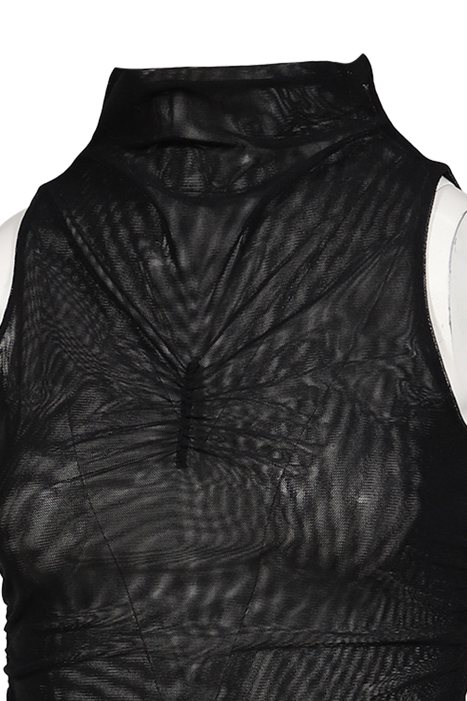 HALF NECK SHIRRING SLEEVELESS / BLK