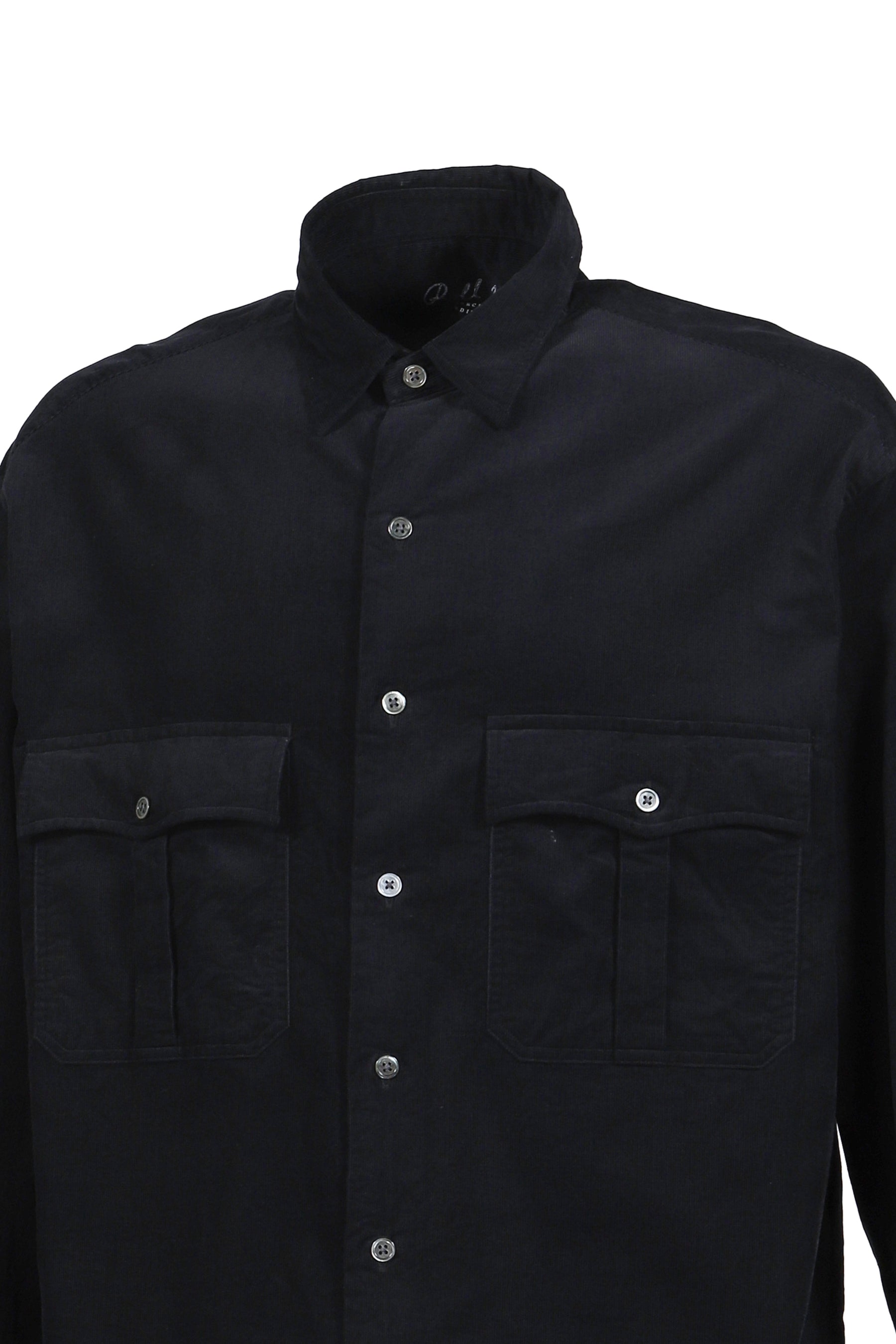 ROLL UP ORGANIC CORDUROY SHIRT / BLK