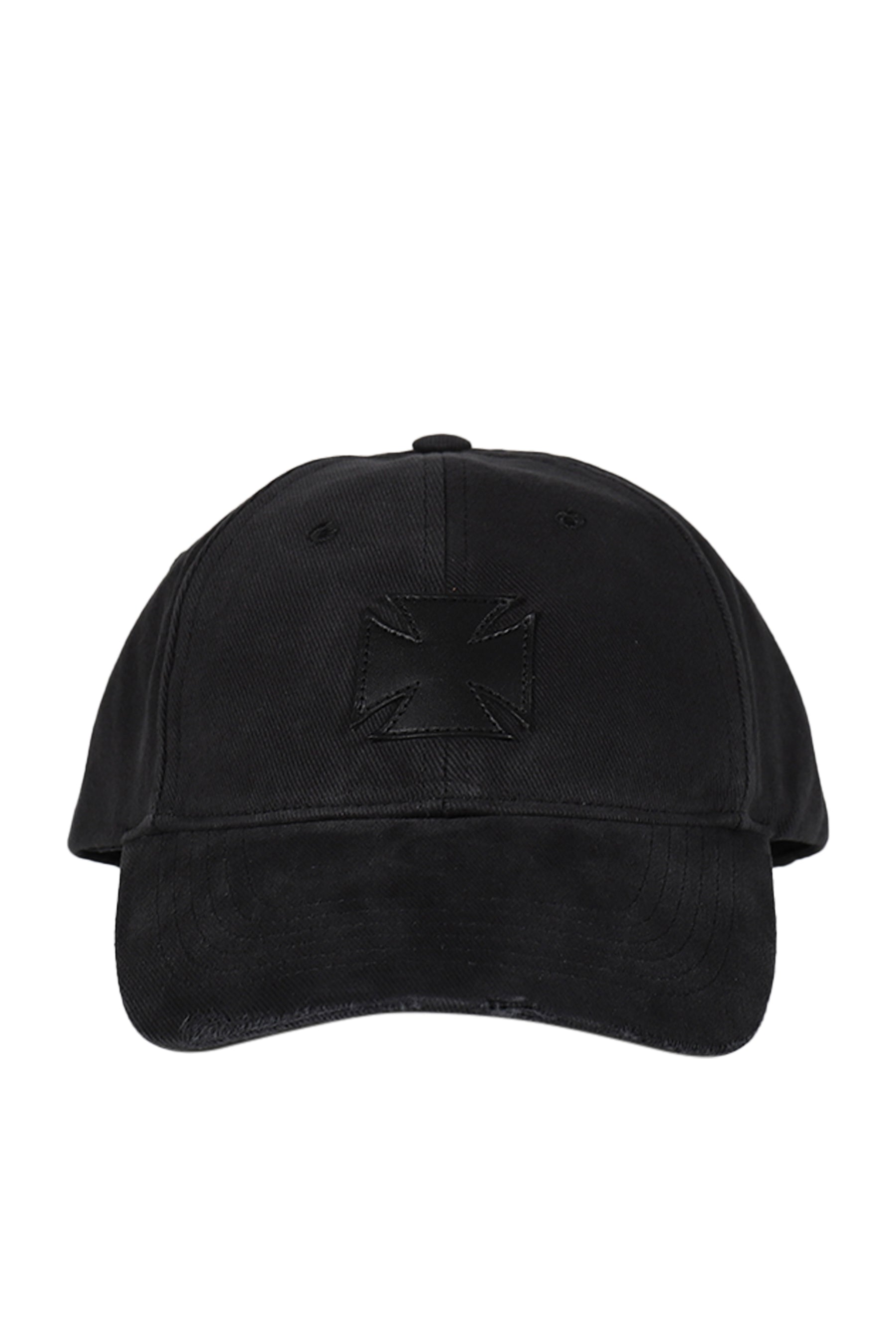 VETEMENTS LEATHER BIKER CROSS CAP / BLK