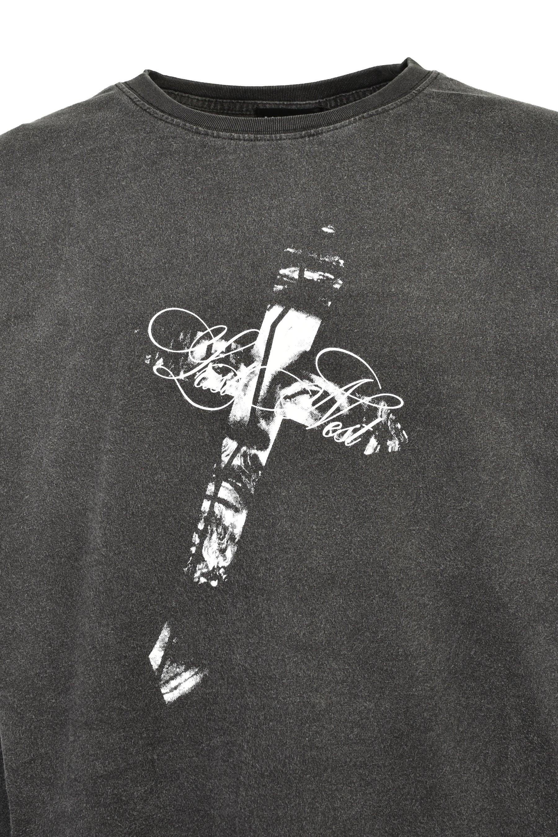 JESUS CROSS WASHED L/S T-SHIRT / WASHED BLK