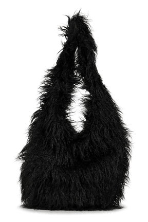HAIRY FUR SHOULDER BAG / BLACK 