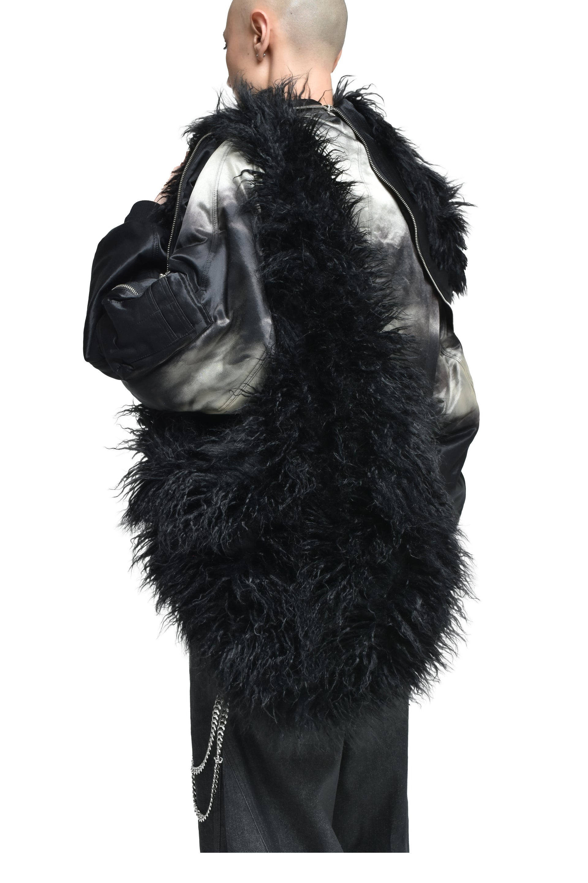 HAIRY FUR SHOULDER BAG / BLK