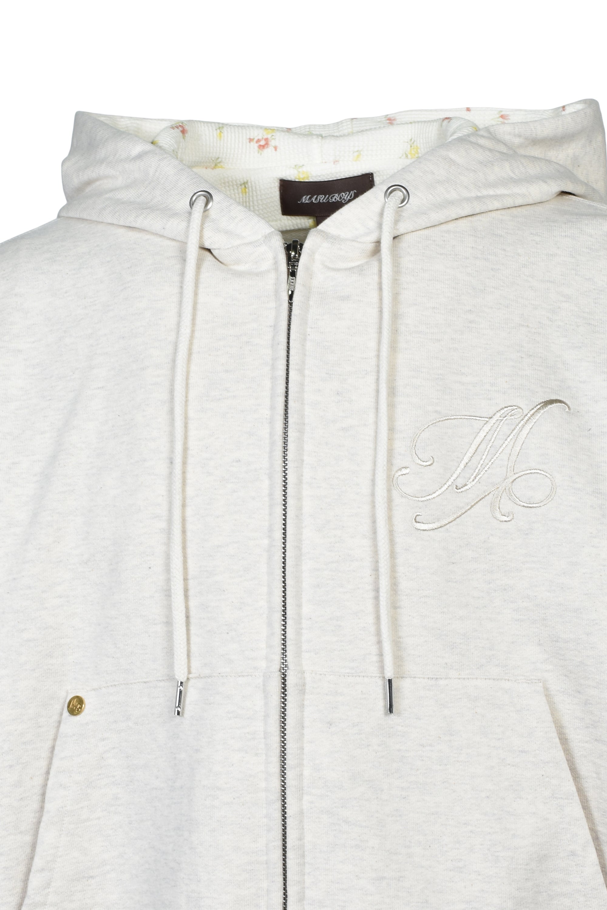 MASU エムエーエスユー FW26 MB FLOWER ZIP-UP HOODIE / OATMEAL