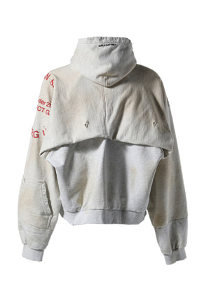 RECONSTRUCTED FOLDED ZIP HOODIE / DIRTY MELANGE