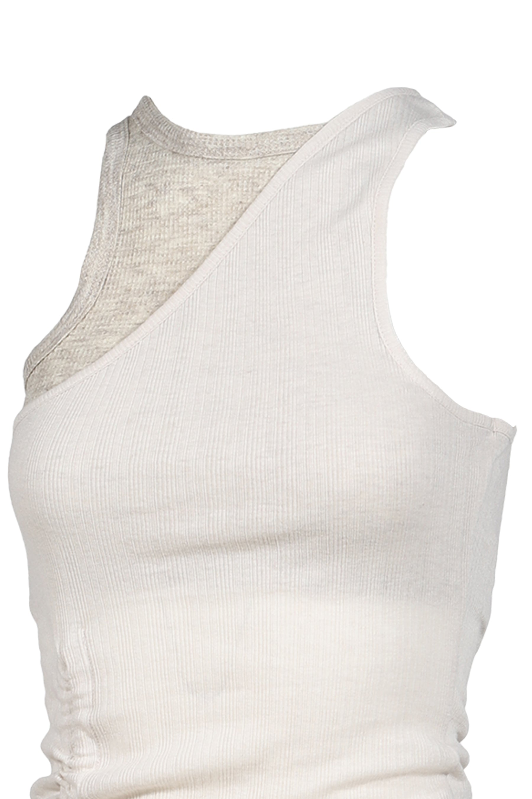 OFFSET WAFFLE TOP / BEI
