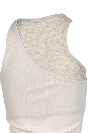 OFFSET WAFFLE TOP / BEI