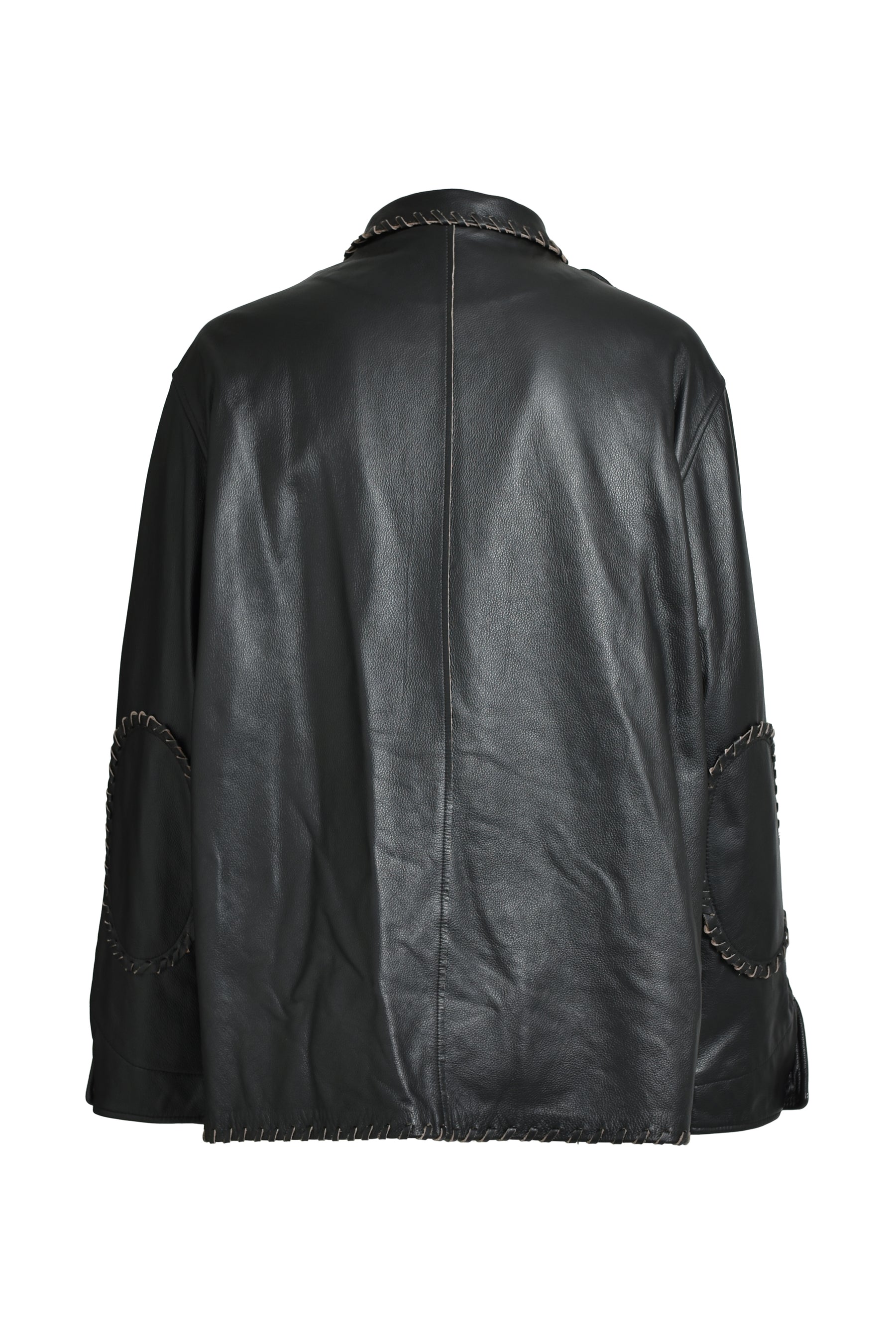 BRAIDED LEATHER COVERALL / BLK