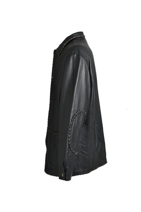 BRAIDED LEATHER COVERALL / BLK
