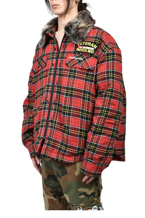 FUR FLANNEL SHIRTS JACKET / RED