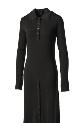 MULTI-BUTTONS LIGHT WOOL DRESS / BRW