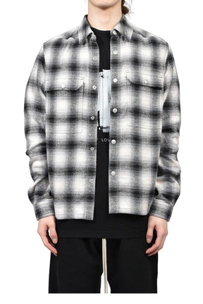 CROPPED OUTERSHIRT / GRY OMBRE PLAID