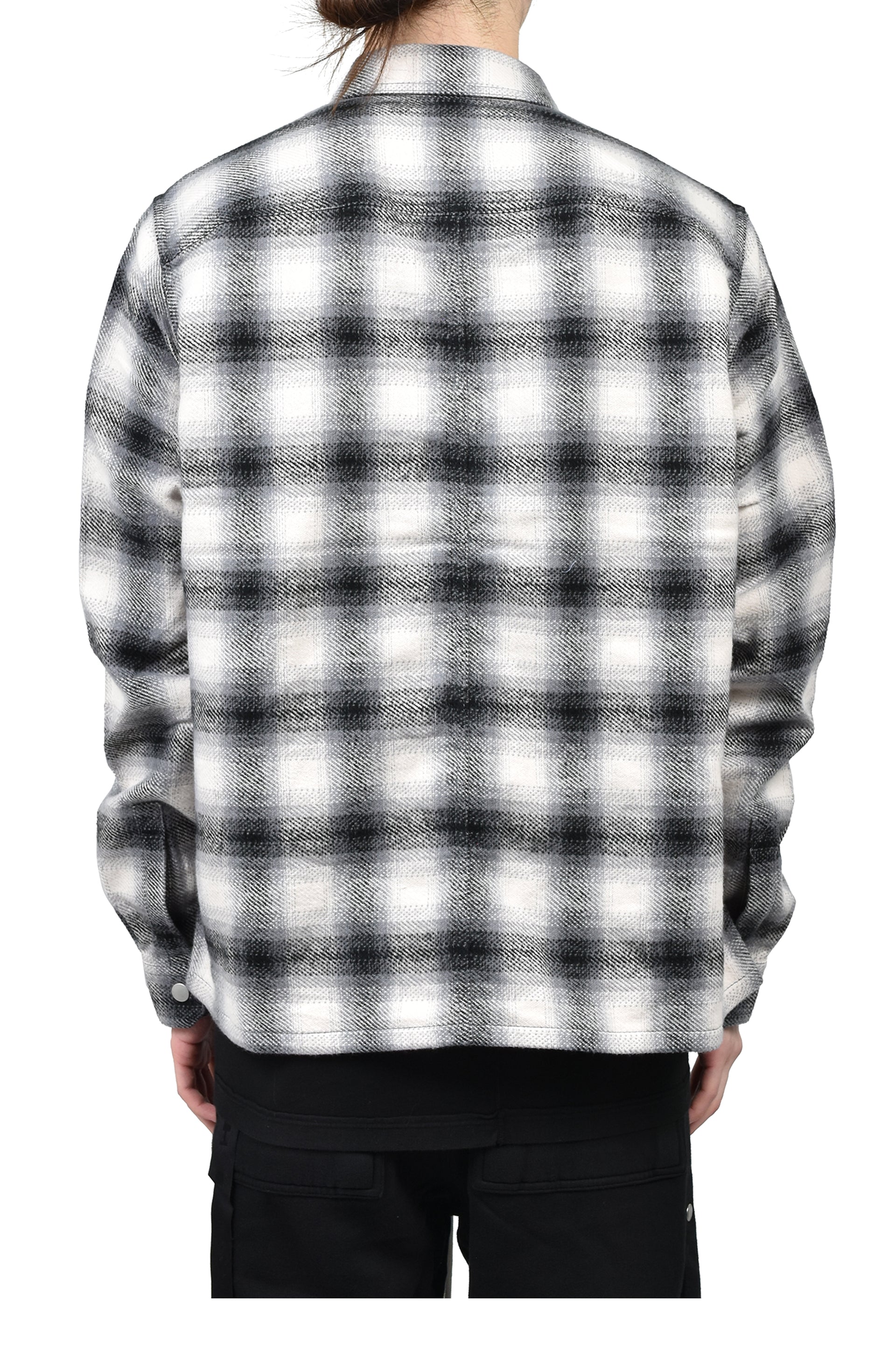 CROPPED OUTERSHIRT / GRY OMBRE PLAID