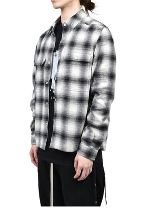 CROPPED OUTERSHIRT / GRY OMBRE PLAID