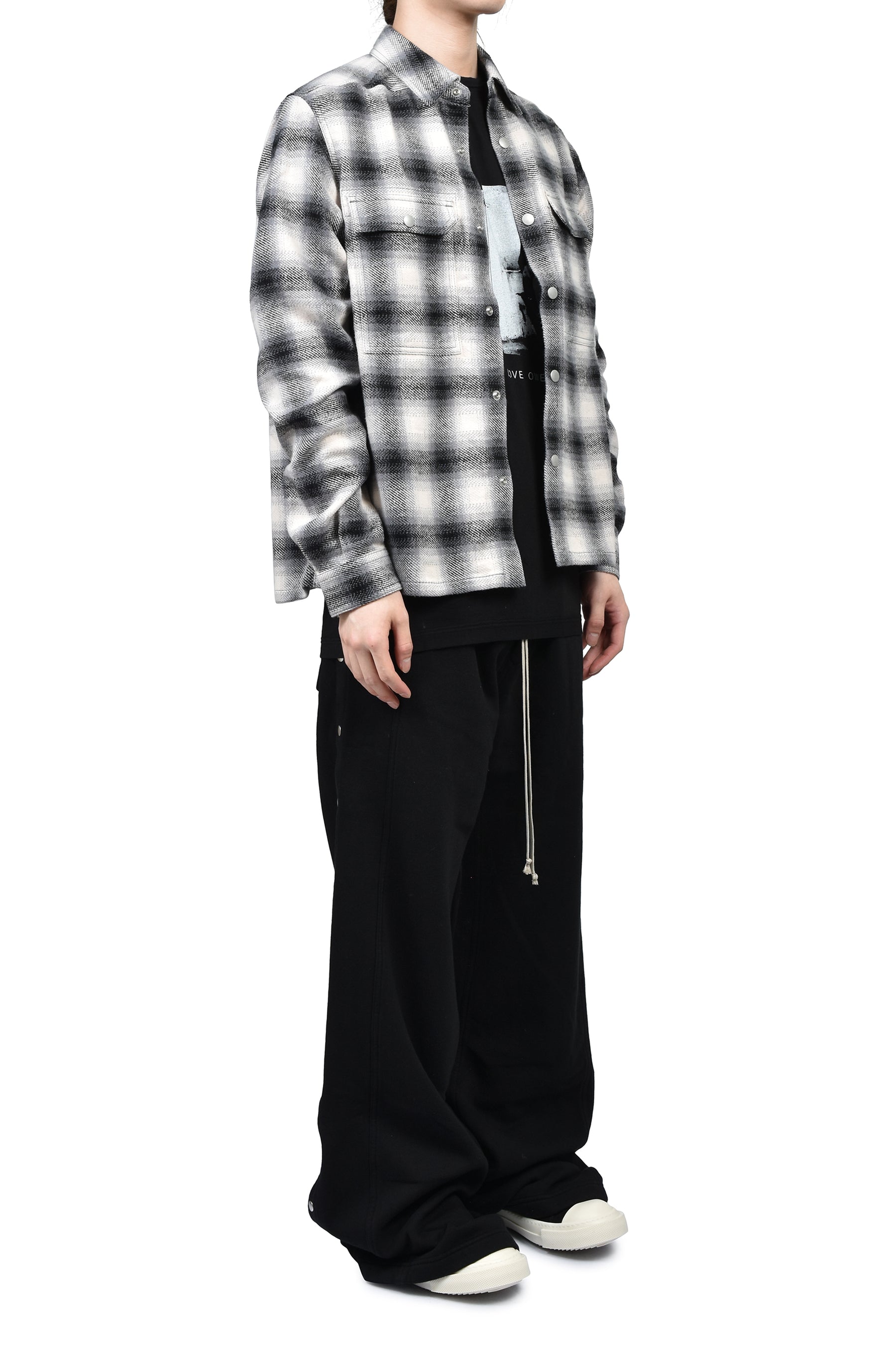 CROPPED OUTERSHIRT / GRY OMBRE PLAID