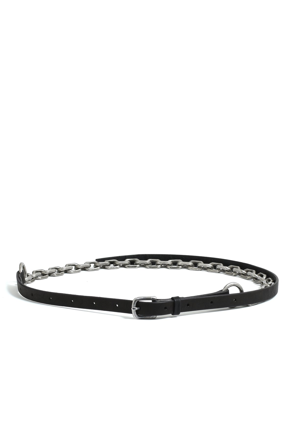 COW SKIN CHAIN BELT / BLK SIL