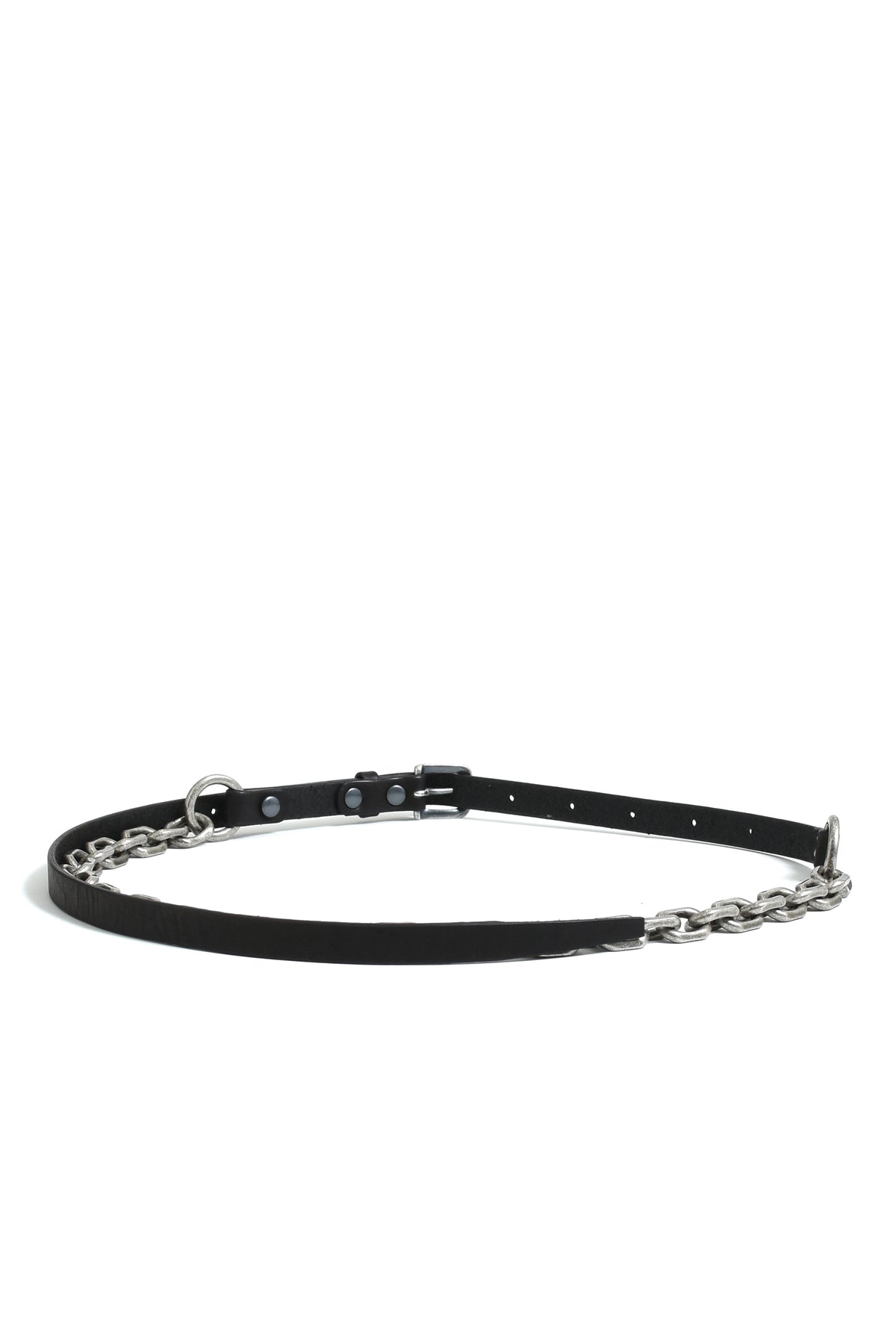 COW SKIN CHAIN BELT / BLK SIL