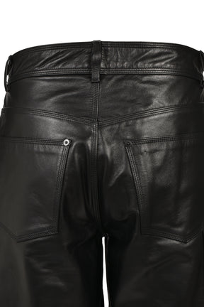 LEATHER DOUBLE KNEE CROSS SHORTS / BLK