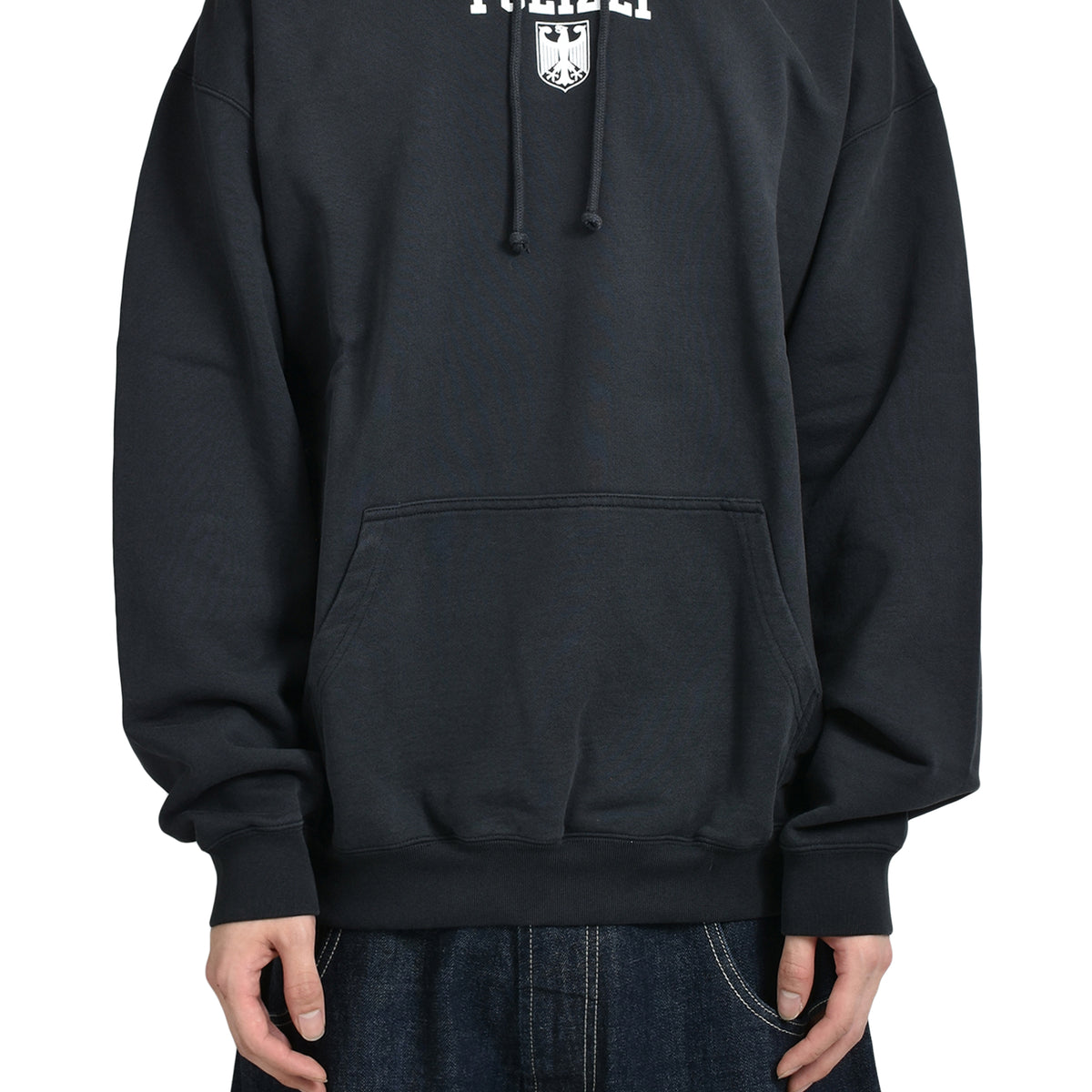 VETEMENTS ヴェトモン FW25 POLIZEI OVERSIZED HOODIE / WASHED BLK