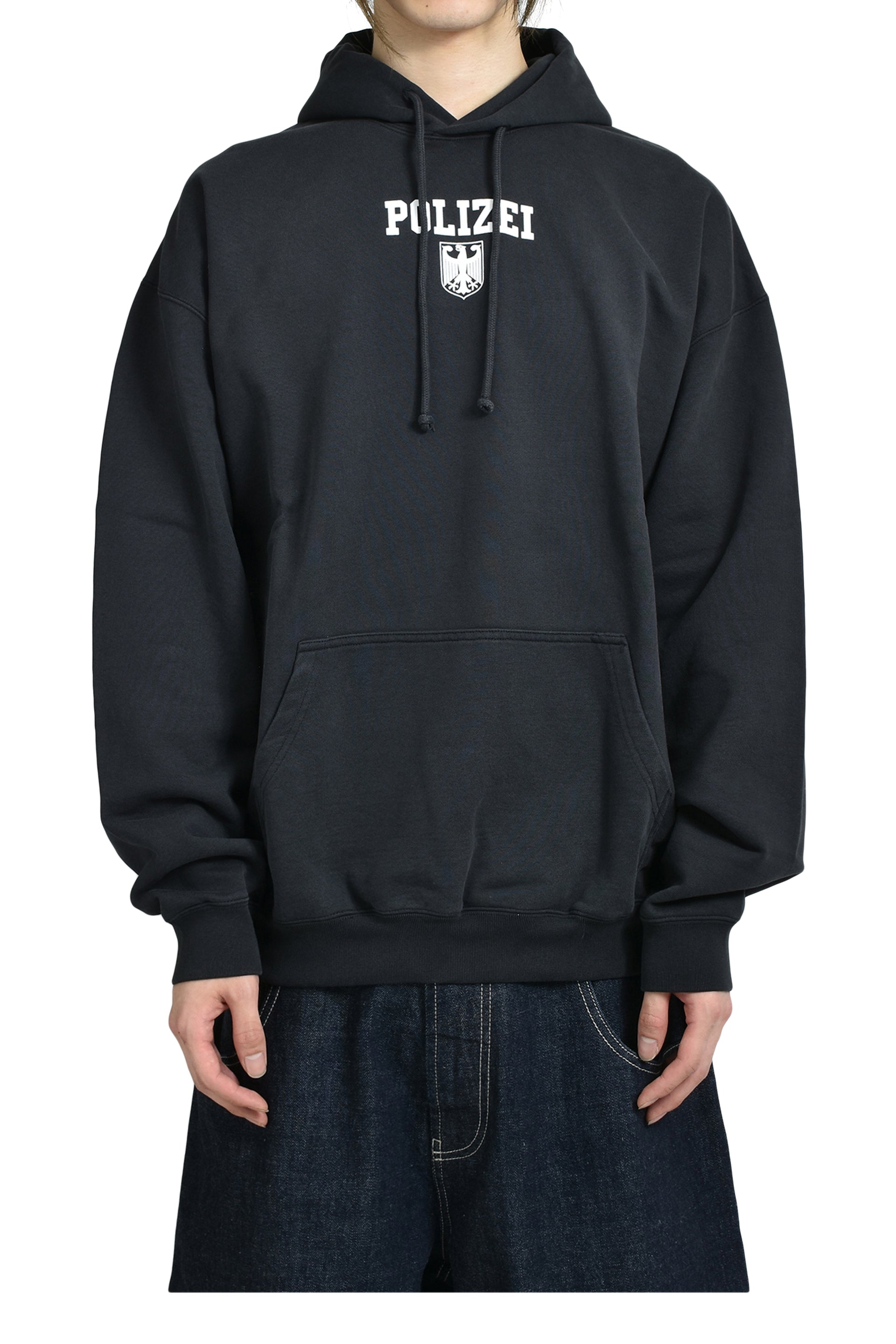 POLIZEI OVERSIZED HOODIE / WASHED BLK