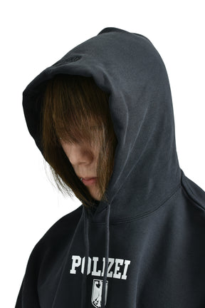 POLIZEI OVERSIZED HOODIE / WASHED BLK 