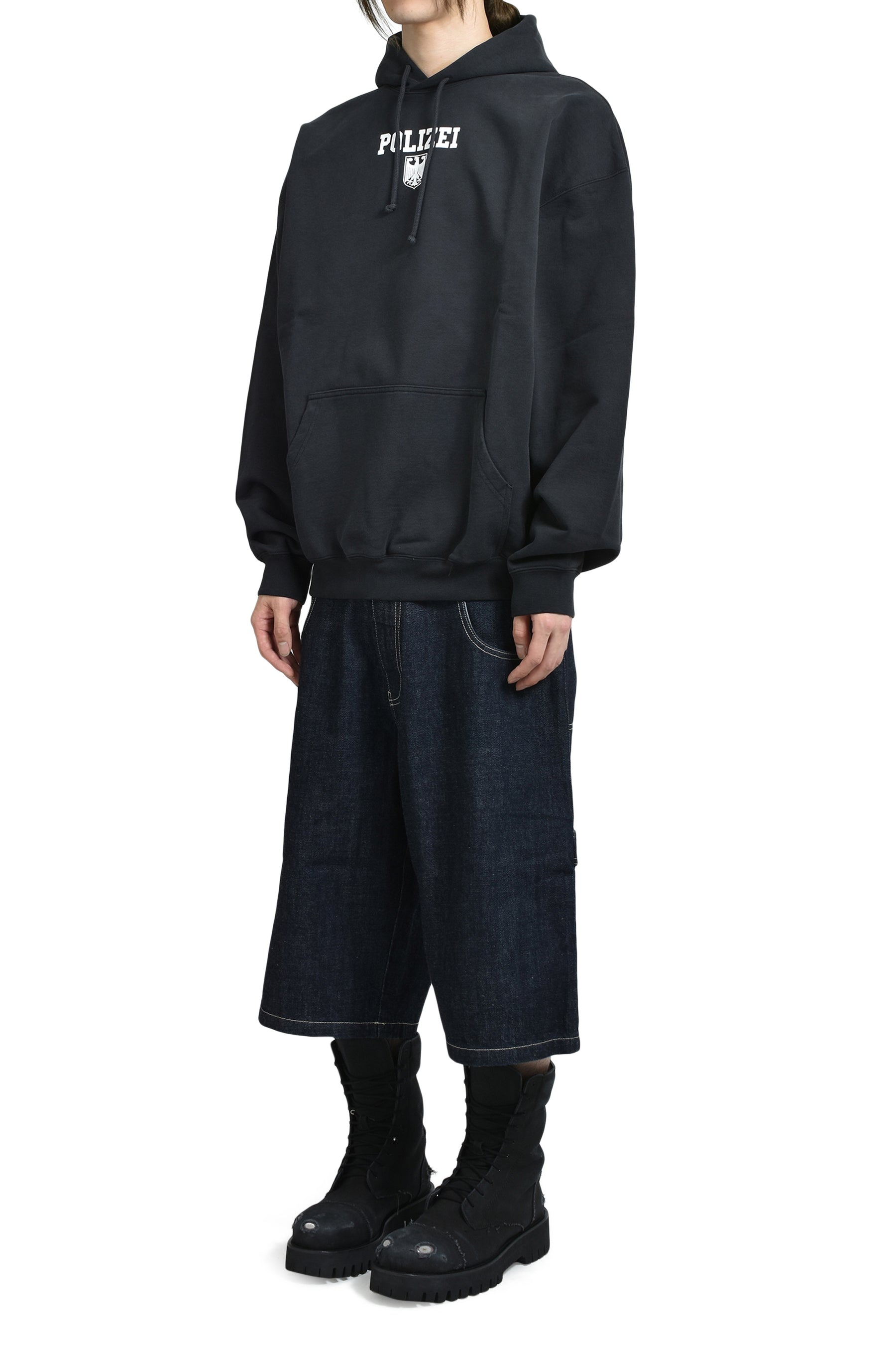 POLIZEI OVERSIZED HOODIE / WASHED BLK 