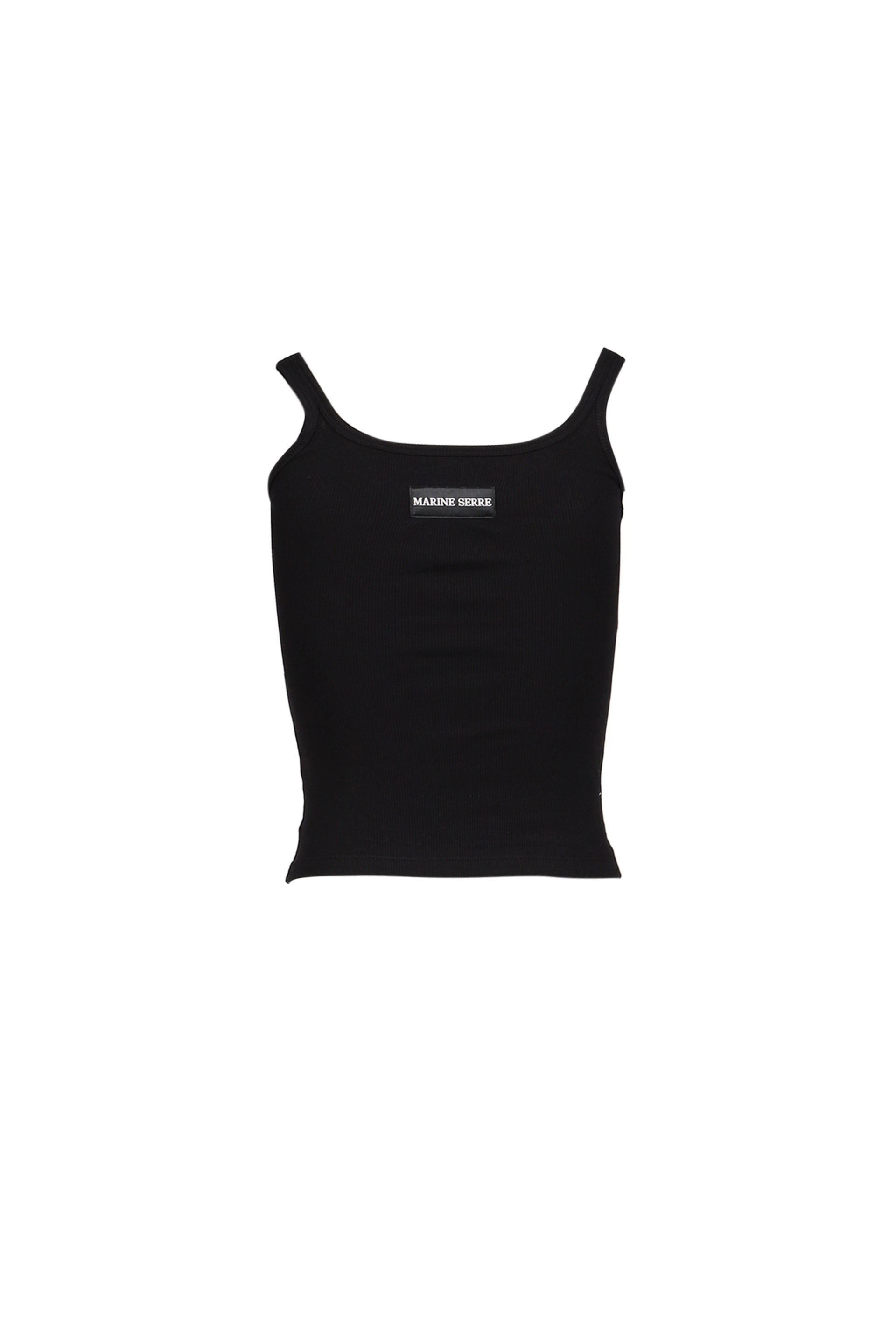 MOON LOGO RIBBED JERSEY CROP TANK TOP / BLK