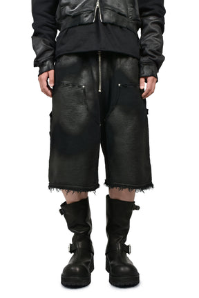 NOIR WAXED DOUBLE KNEE SHORTS / WAXED BLK