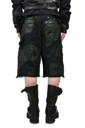 NOIR WAXED DOUBLE KNEE SHORTS / WAXED BLK