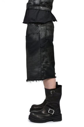 NOIR WAXED DOUBLE KNEE SHORTS / WAXED BLK
