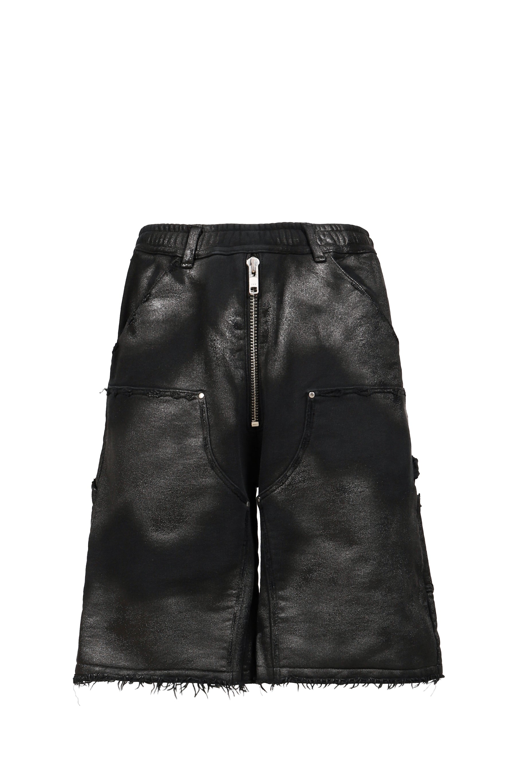 NOIR WAXED DOUBLE KNEE SHORTS / WAXED BLK
