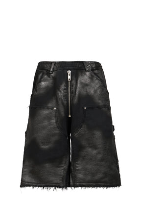 NOIR WAXED DOUBLE KNEE SHORTS / WAXED BLK